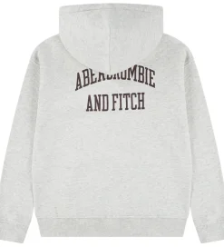 Hættetrøjer-Abercrombie & Fitch Hættetrøje - Lysegråmeleret m. Print