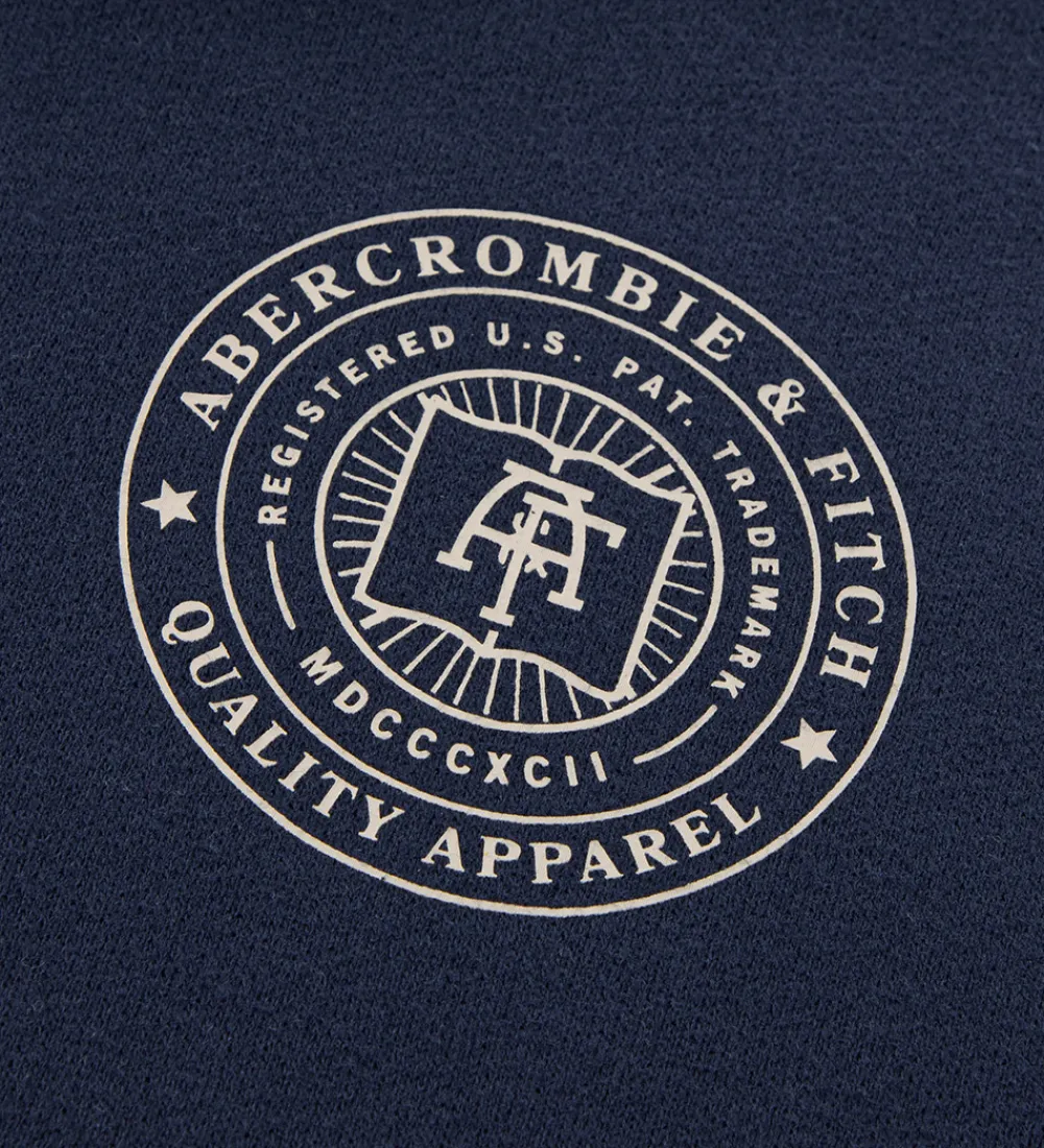 Abercrombie & Fitch Hættetrøjer*Hættetrøje - Navy Blazer m. Print