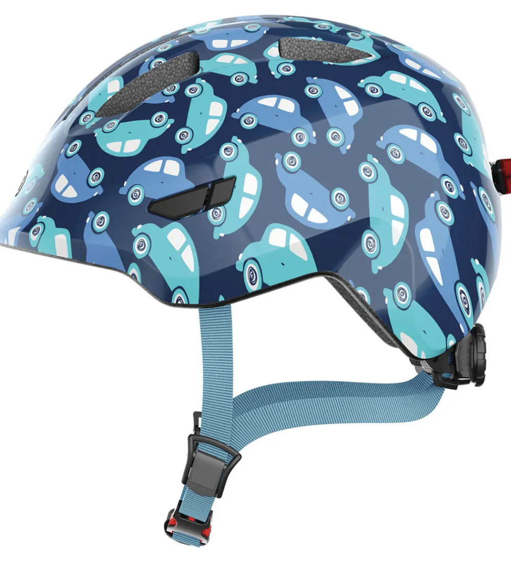 Abus Børnesikkerhed|Cykelhjelme*Cykelhjelm - Smiley 3.0 Led - Blue Car