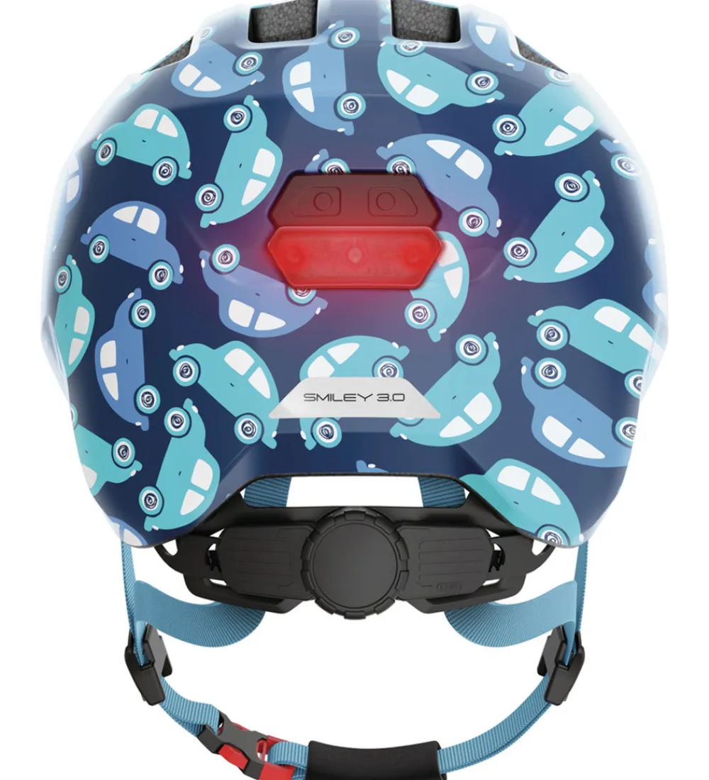 Abus Børnesikkerhed|Cykelhjelme*Cykelhjelm - Smiley 3.0 Led - Blue Car