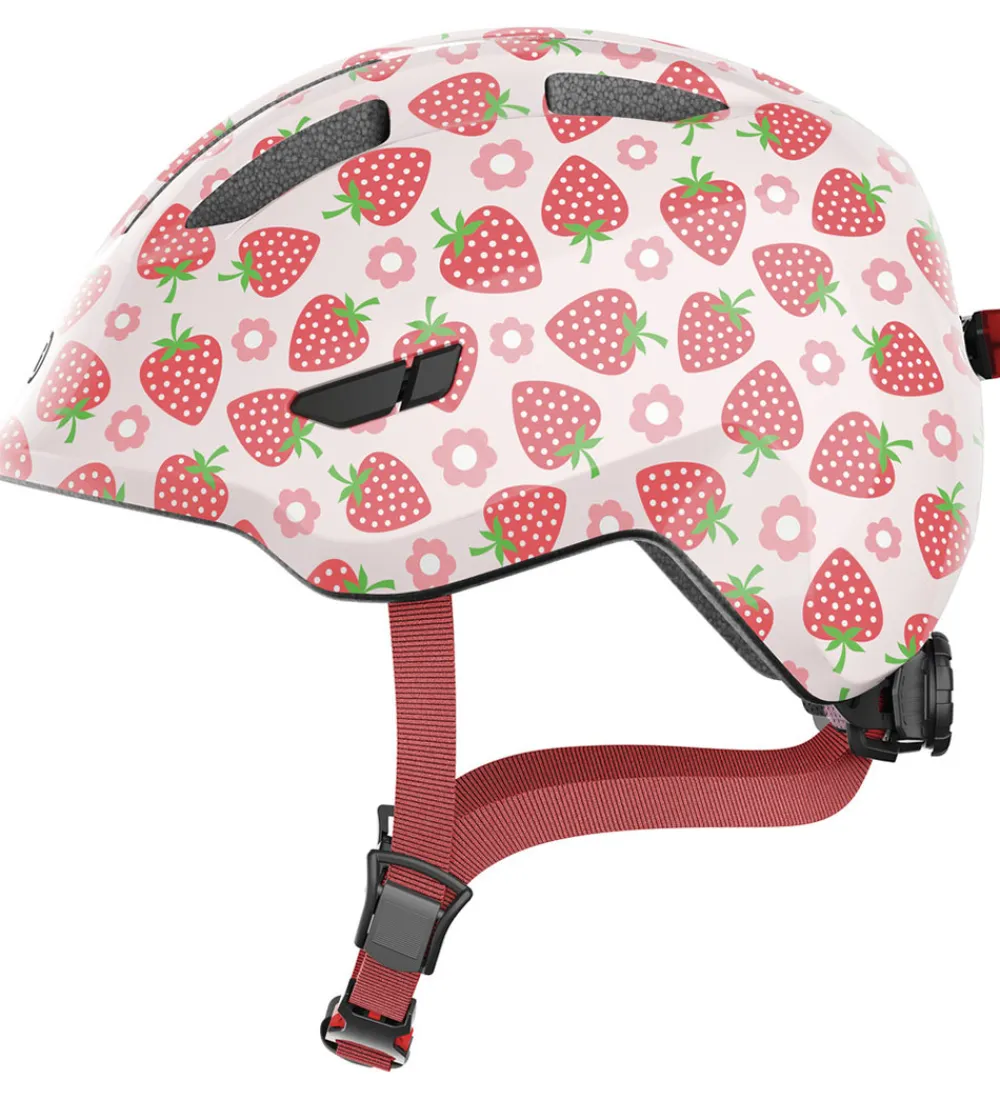Børnesikkerhed|Cykelhjelme-Abus Cykelhjelm - Smiley 3.0 Led - Rose Strawberry