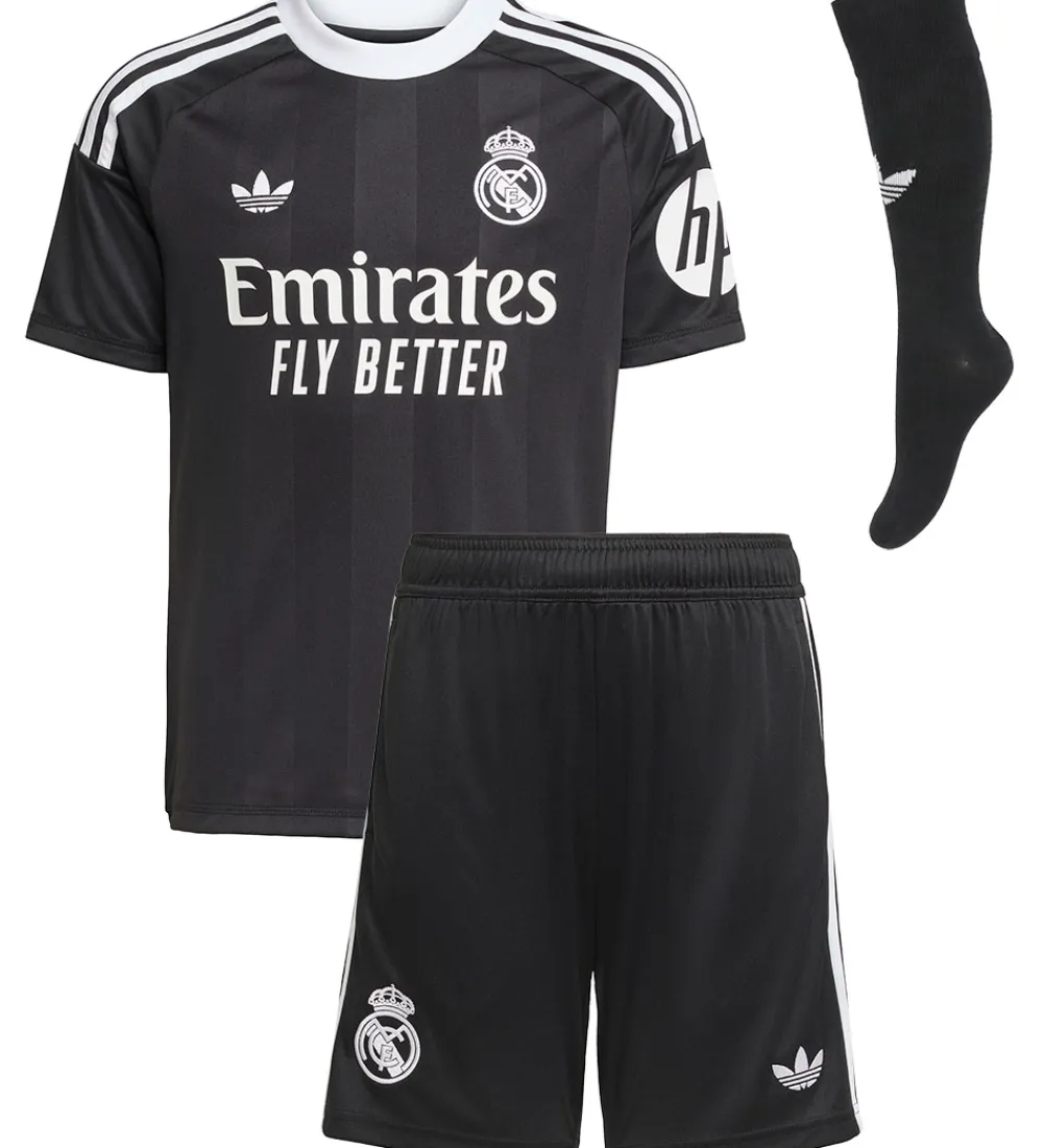 Fodboldtrøjer|Fodboldshorts-adidas Originals Fodboldsæt - Real Madrid 3. Målmand - Sort