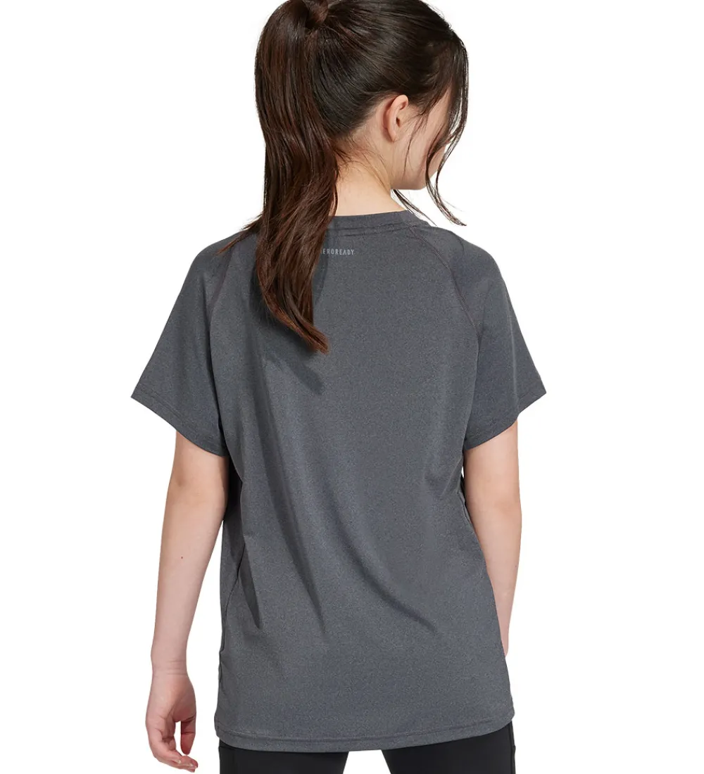 adidas Performance T-Shirts Og Toppe*T- shirt - JG Tee Lux - Grå Meleret