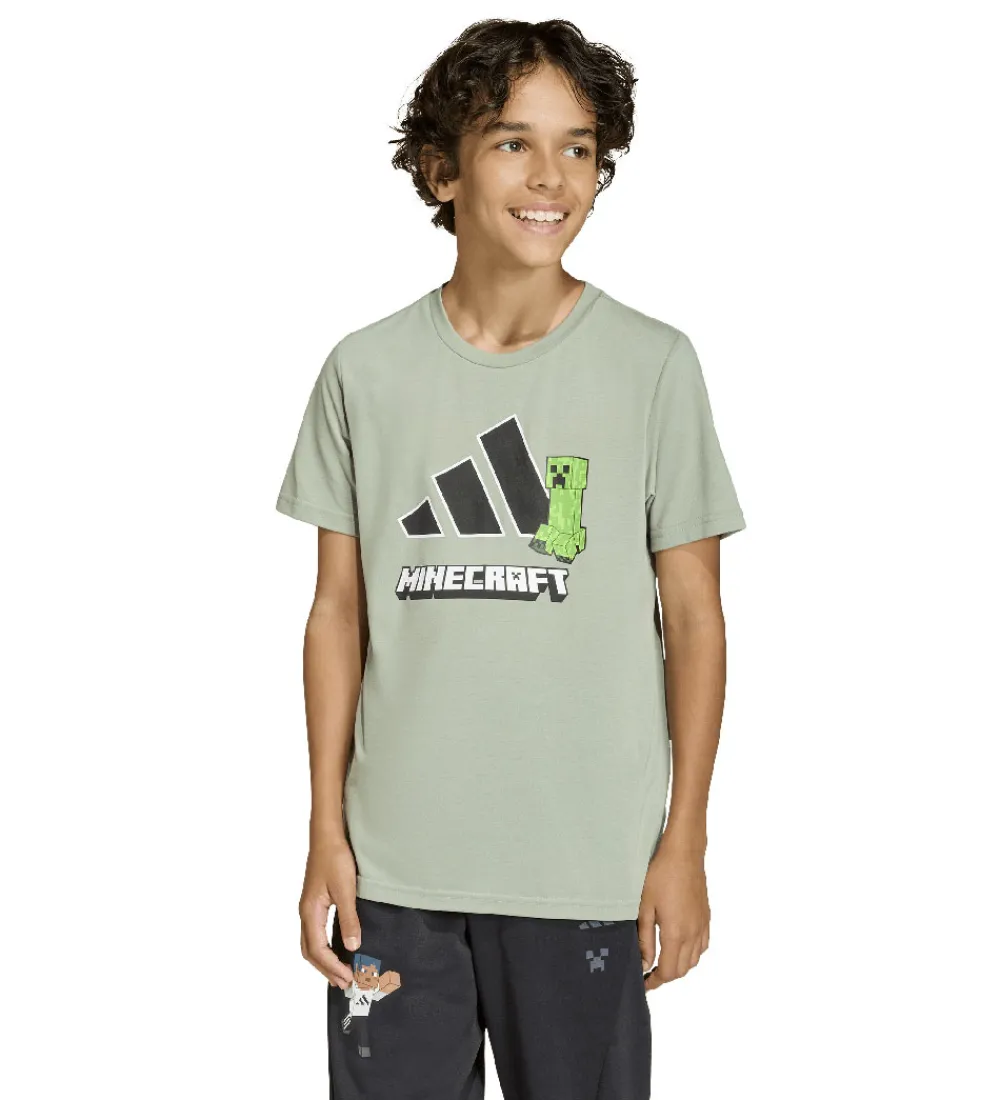 T-Shirts-adidas Performance T-shirt - J Minecraft TR - SILGRN