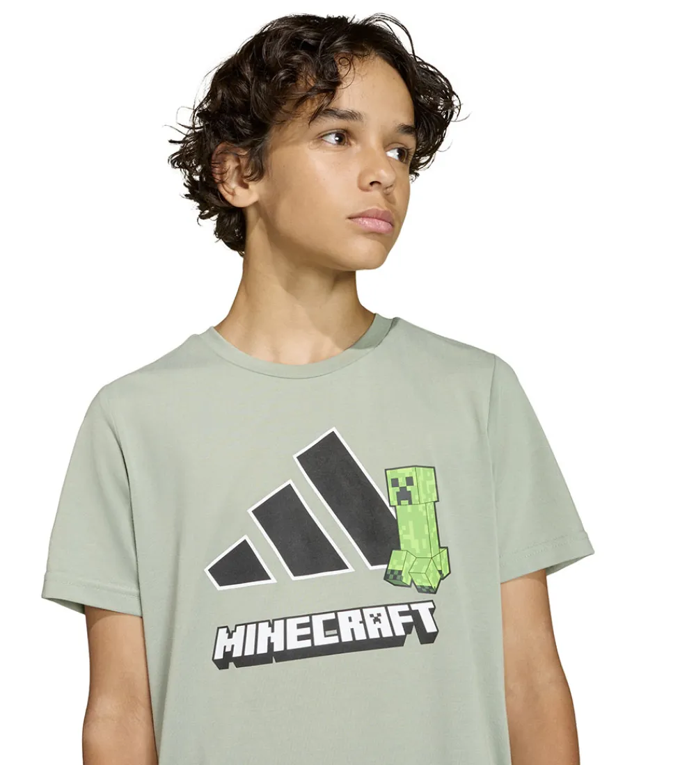 T-Shirts-adidas Performance T-shirt - J Minecraft TR - SILGRN