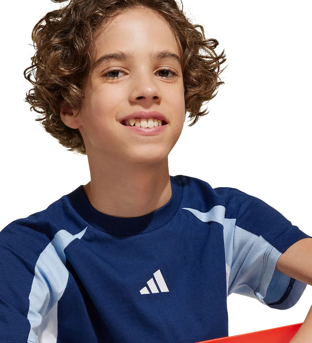 T-Shirts Og Toppe-adidas Performance T-shirt - J CB T - Blå m. Logo