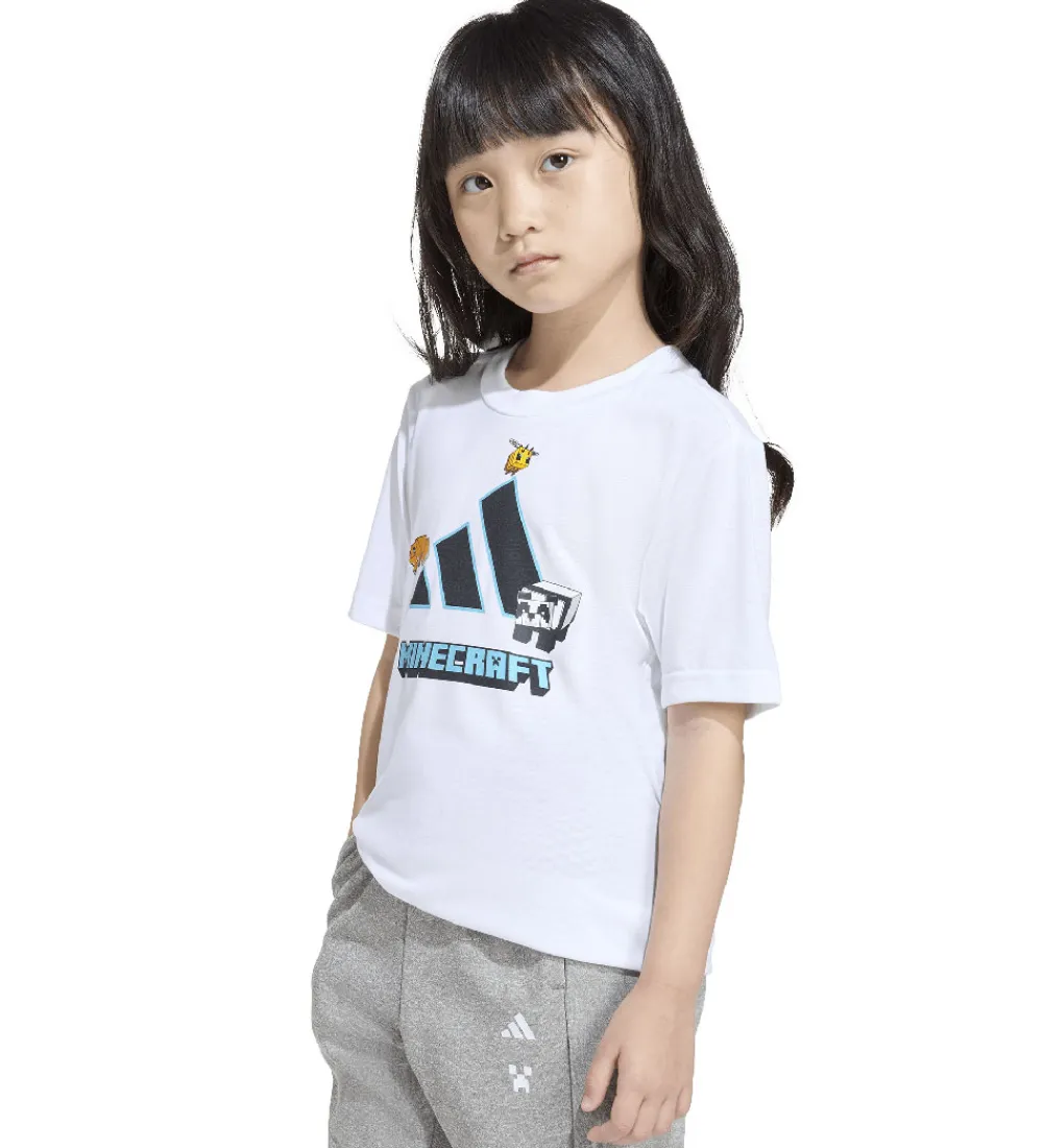T-Shirts|Unisex-Tøj-adidas Performance T-shirt - Minecraft - Hvid