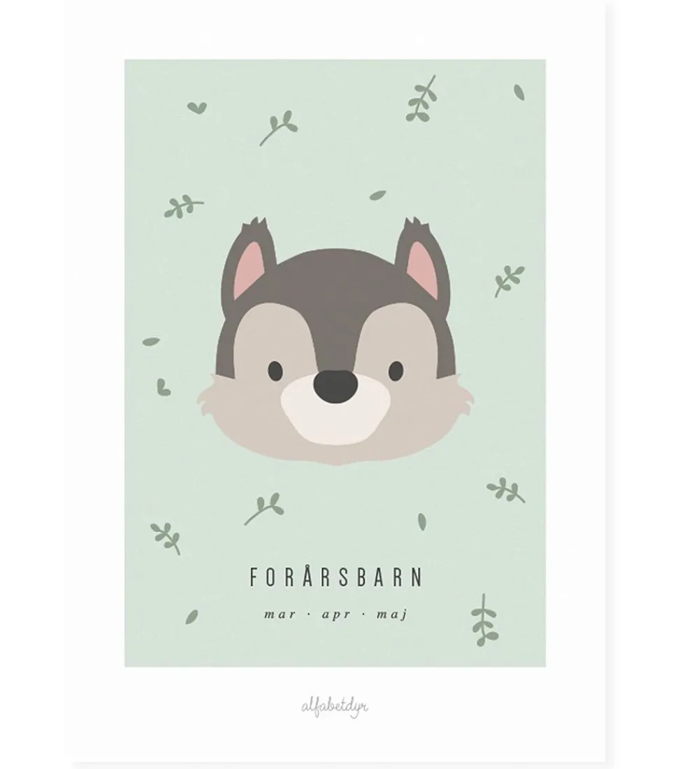 Plakater Og Billeder-Alfabetdyr Plakat - 21x30 - Forårsbarn