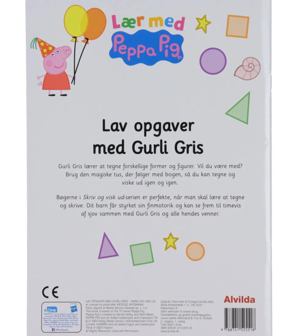 Læringsbøger-Alvilda Opgavebog - Lær Med Gurli Gris - Skriv Og Visk Ud - Dans