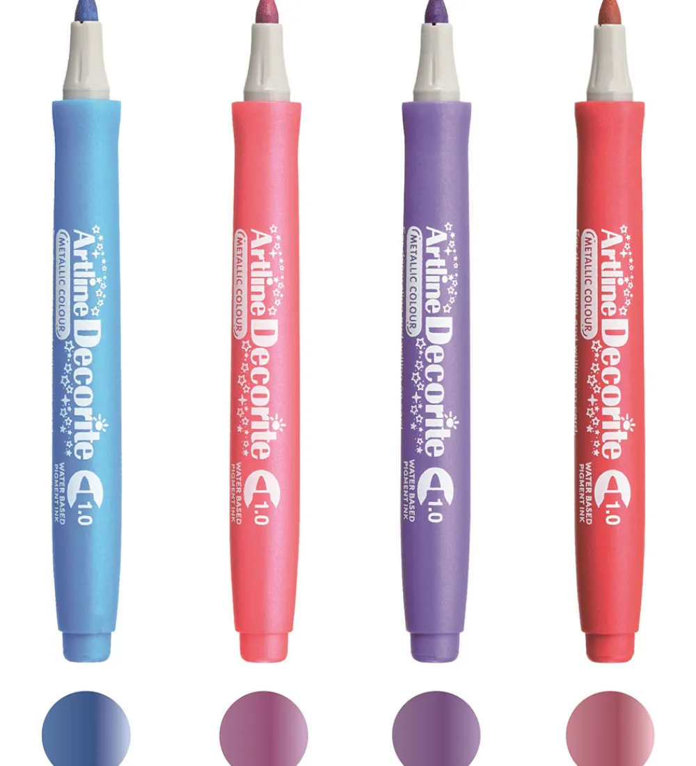 Tuscher Og Farver-Artline Tuscher - Decorite Brush - 4 stk. - Contemporary Metalli