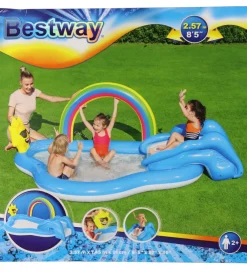 Badebassin-Bestway Legebassin - Rainbow N' Shine - 2.57mx1.45mx91cm