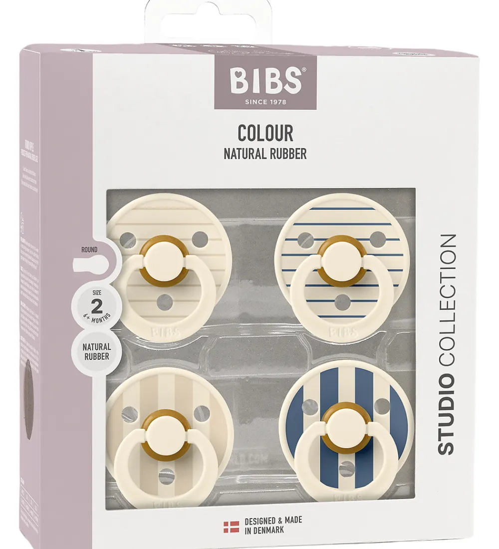 BIBS Sutter*Colour Sutter - 4-pak - Str. 2 - Ivory/Vanilla/Steel Blue
