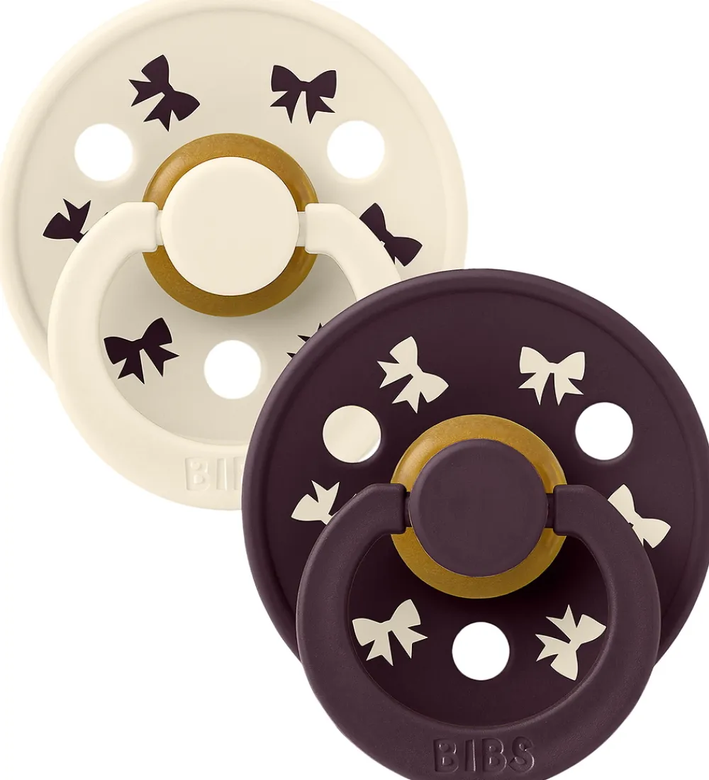 BIBS Sutter*Colour Sutter - Str. 1 - 2-pak - Holiday Bow - Ivory/Plum