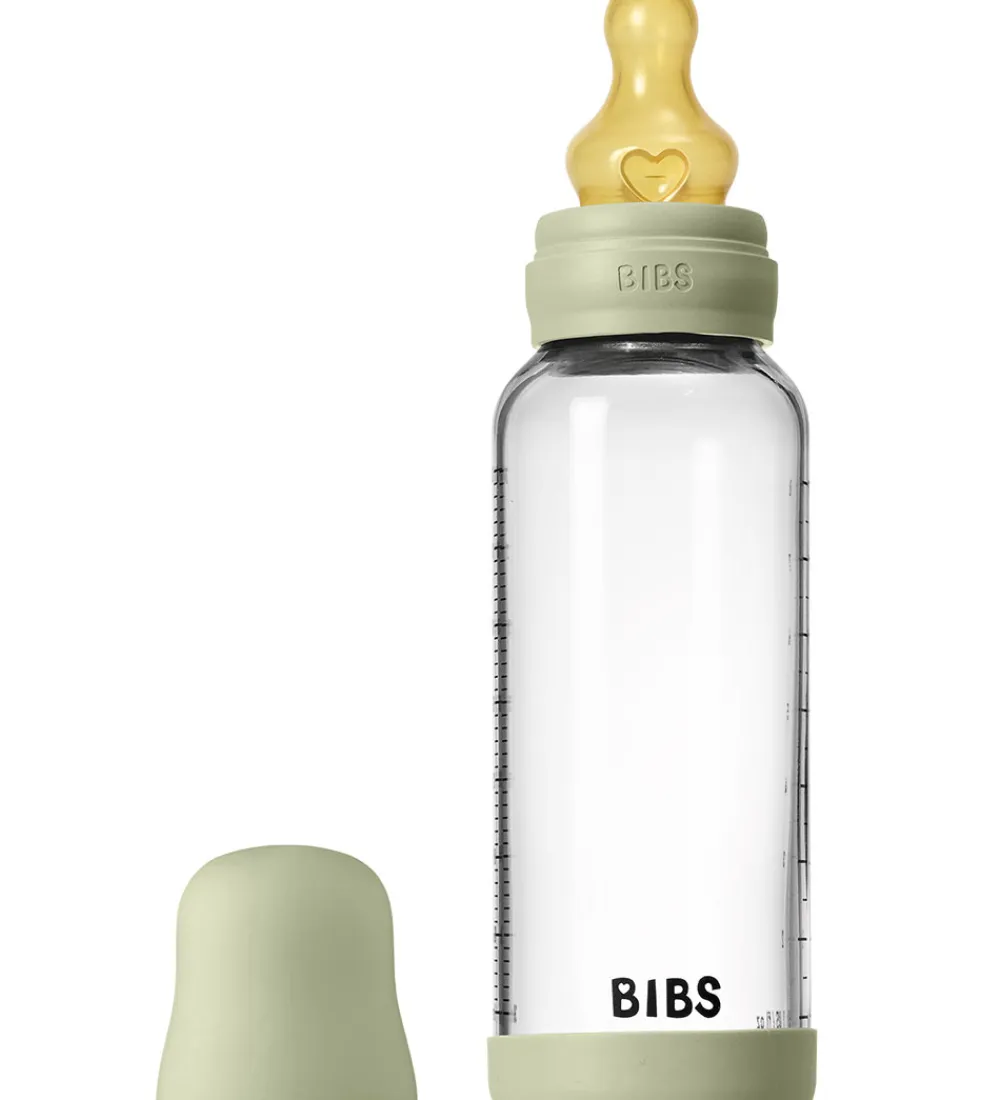 Sutteflasker|Amning-BIBS Sutteflaske - 240 ml - Glas/Naturgummi - Sage