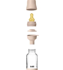 BIBS Sutteflasker|Amning*Sutteflaske - 120 ml - Glas/Naturgummi - Blush