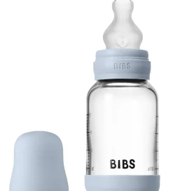 BIBS Sutteflasker|Amning*Sutteflaske - 120 ml - Glas/Silikone - Baby Blue
