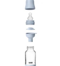 BIBS Sutteflasker|Amning*Sutteflaske - 120 ml - Glas/Silikone - Baby Blue