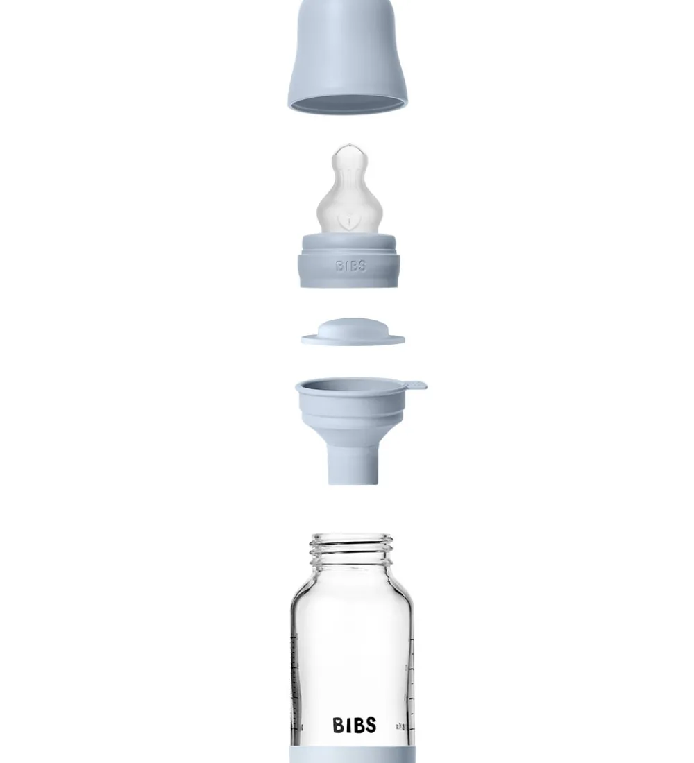 BIBS Sutteflasker|Amning*Sutteflaske - 120 ml - Glas/Silikone - Baby Blue