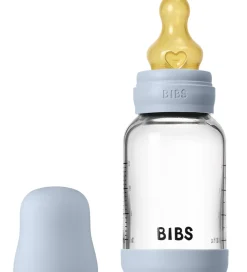 BIBS Sutteflasker|Amning*Sutteflaske - 120 ml - Glas/Naturgummi - Baby Blue
