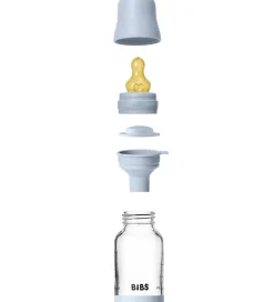 BIBS Sutteflasker|Amning*Sutteflaske - 120 ml - Glas/Naturgummi - Baby Blue