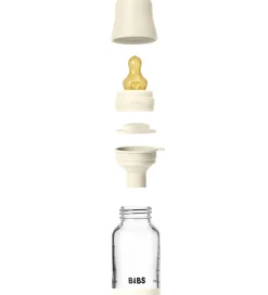 Sutter|Sutteflasker-BIBS Sutteflaske - 120 ml - Glas/Naturgummi - Ivory