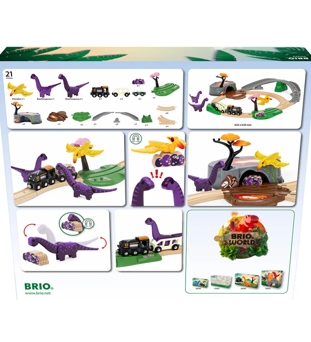 Brio-BRIO World Togbanesæt m. Dinosaurer - 21 dele - 36094