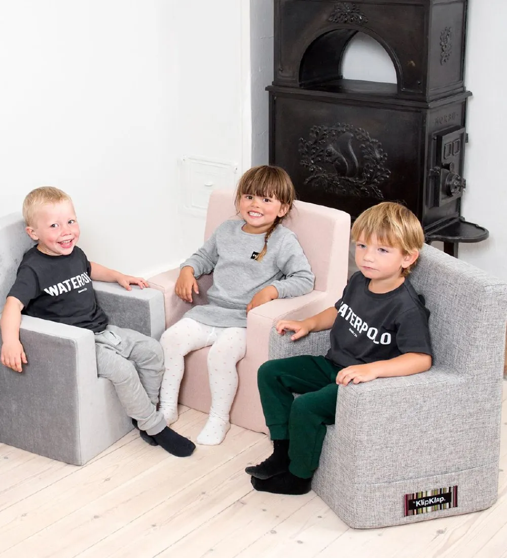 by KlipKlap Stole*Lænestol - Kids Chair XL - 63x49x42 cm - Multi Grey/