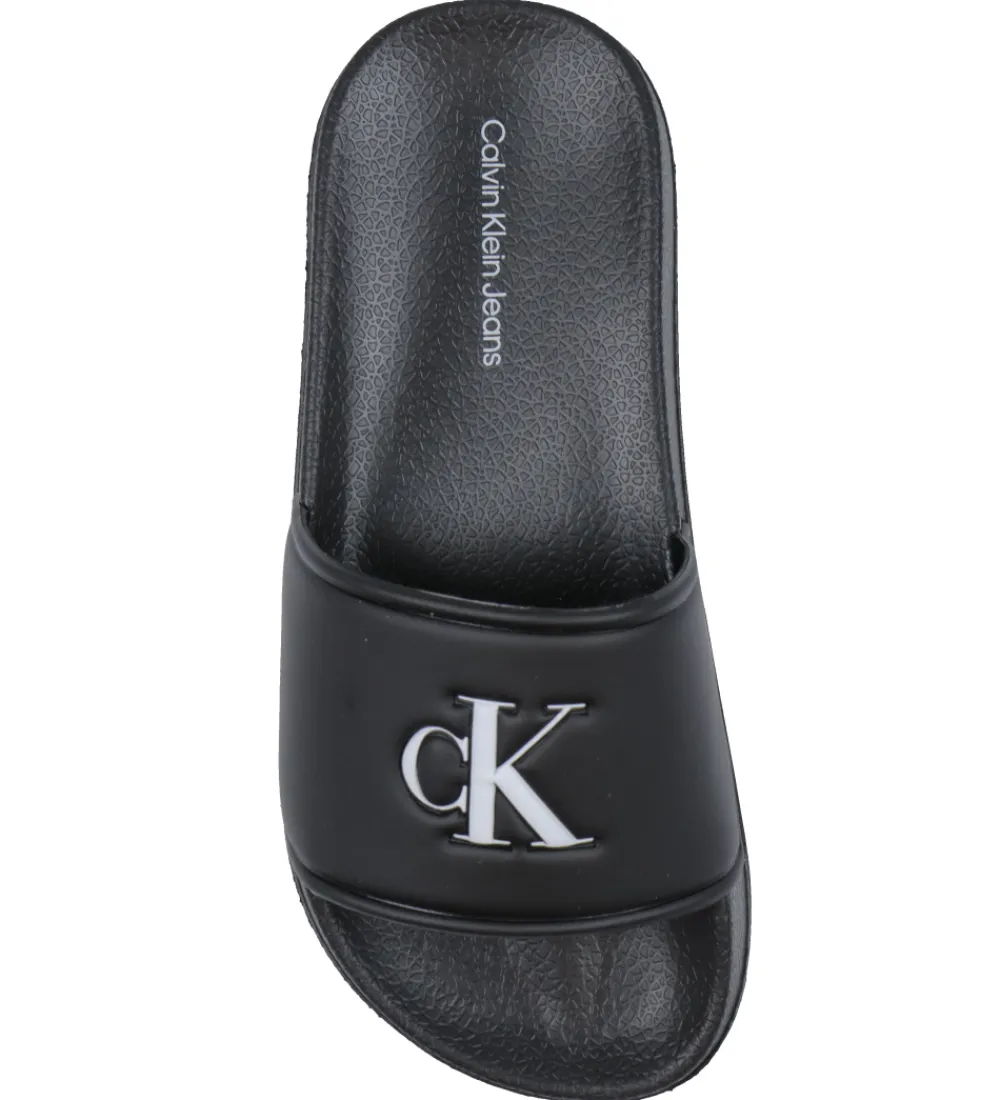 Calvin Klein Klipklappere*Badesandaler - Logo Print Pool Slide - Sort
