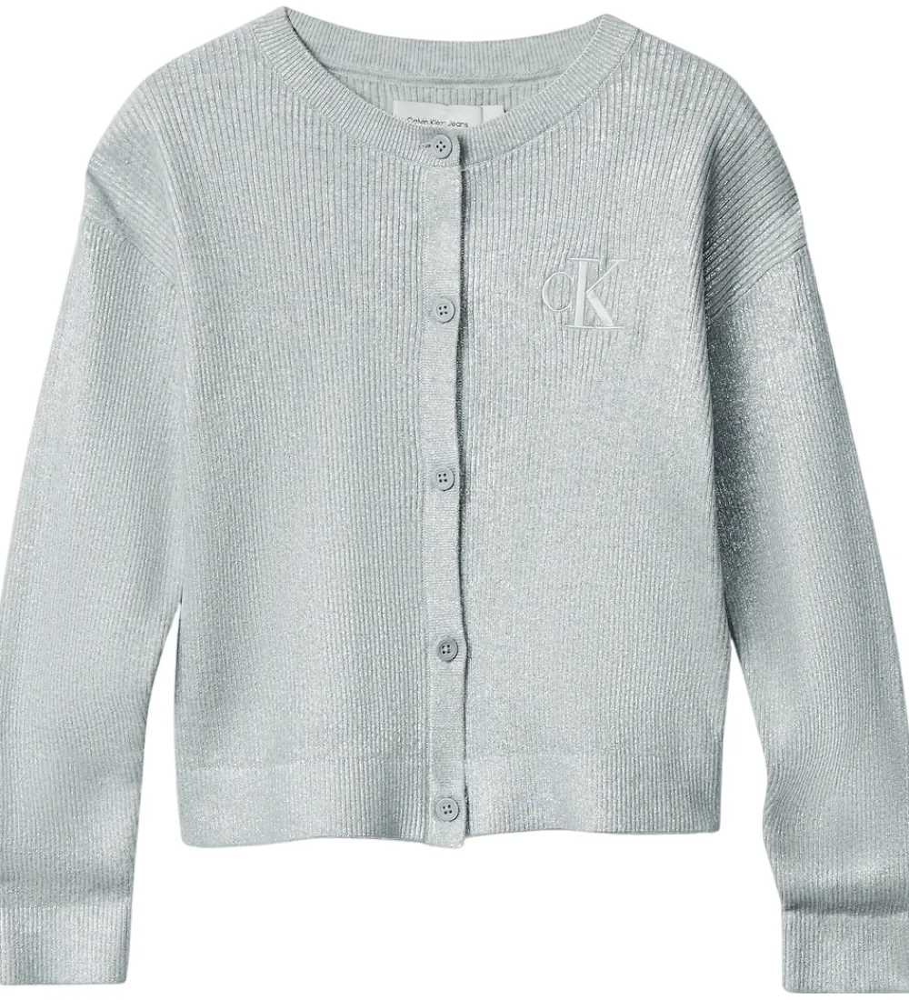 Striktrøjer-Calvin Klein Cardigan - Strik - Coated - Sølv