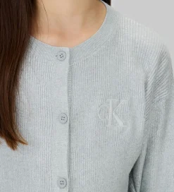 Striktrøjer-Calvin Klein Cardigan - Strik - Coated - Sølv