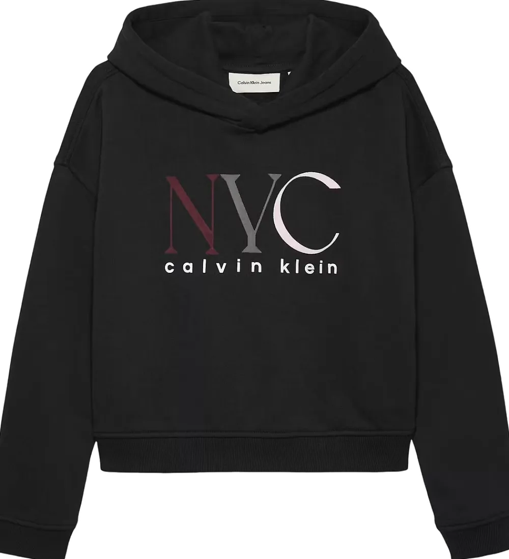 Calvin Klein Hættetrøjer*Hættetrøje - Cropped - NYC Graphic - CK Black