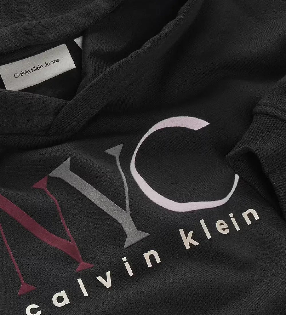Calvin Klein Hættetrøjer*Hættetrøje - Cropped - NYC Graphic - CK Black