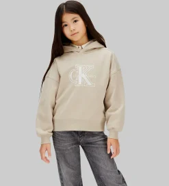 Hættetrøjer-Calvin Klein Hættetrøje - Velvet Monologo - Ancient Marble Grey