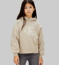 Hættetrøjer-Calvin Klein Hættetrøje - Velvet Monologo - Ancient Marble Grey
