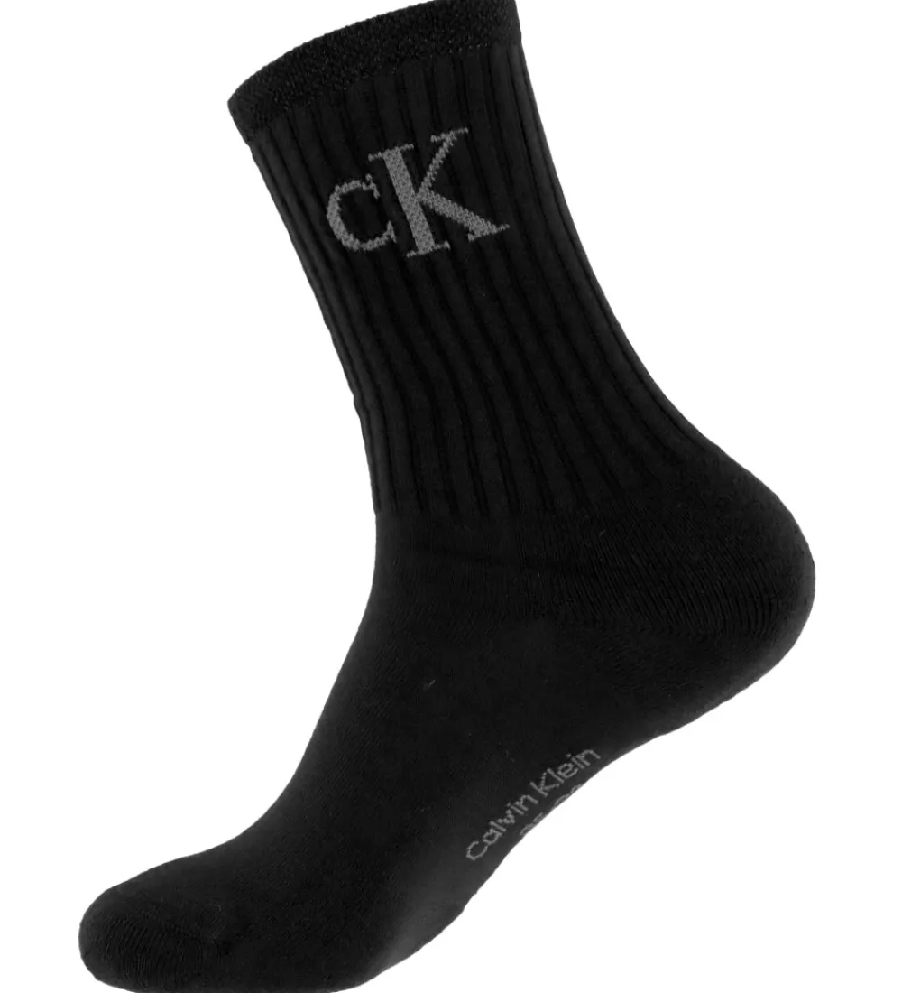 Strømper|Basis-Calvin Klein Strømper - 2-pak - Sort m. Logo