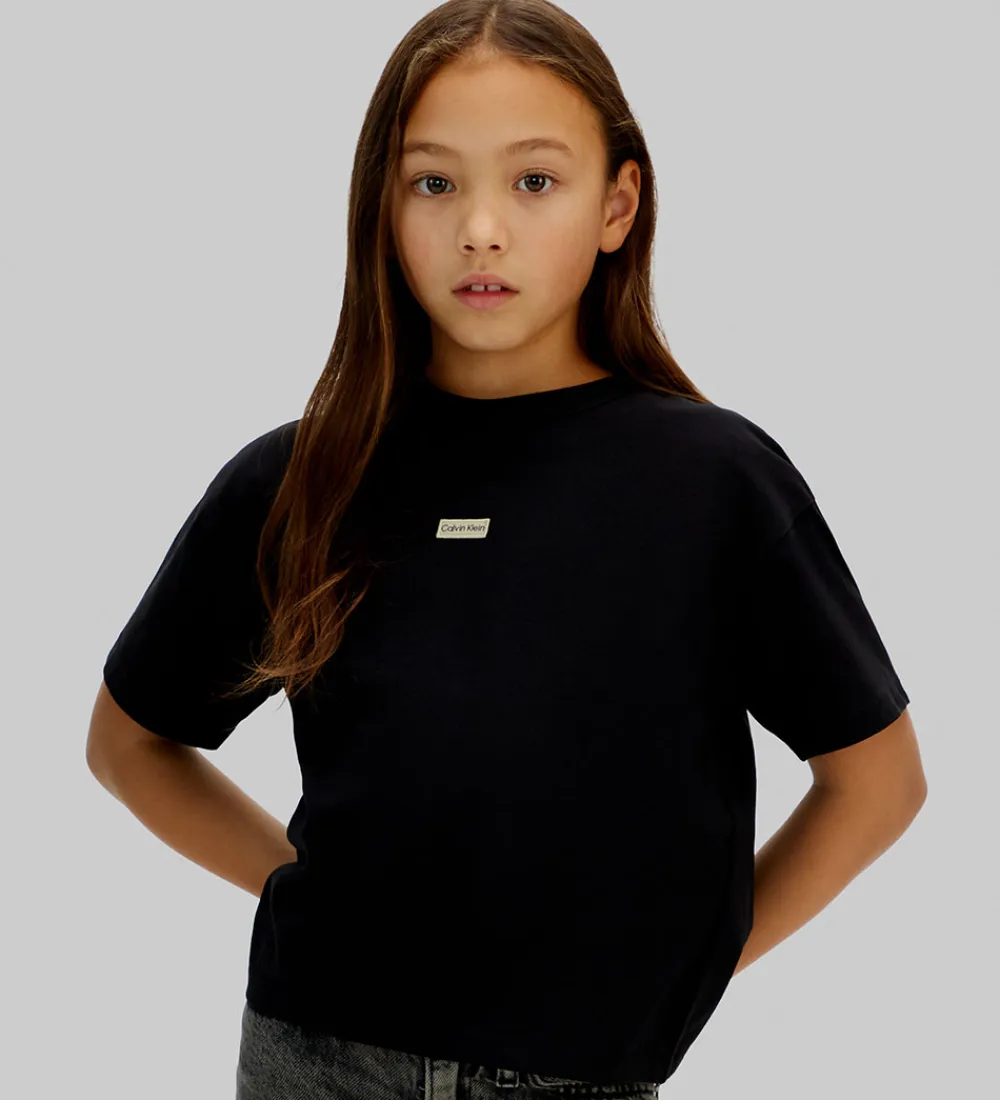 T-Shirts-Calvin Klein T-shirt - Folded Logo Label - CKBlack