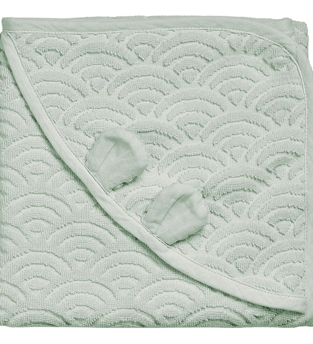 Cam Cam Babyhåndklæde- Og Poncho*Babyhåndklæde - 80x80 cm - Dusty Green m. Ører