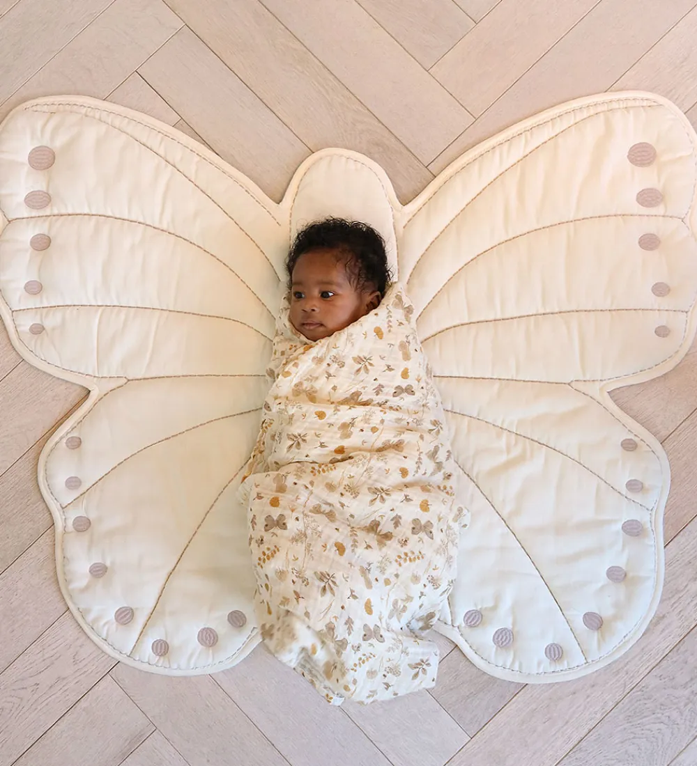 Babysvøb-Cam Cam Babysvøb - 120x120 cm - Beige m. Blade/Sommerfugle