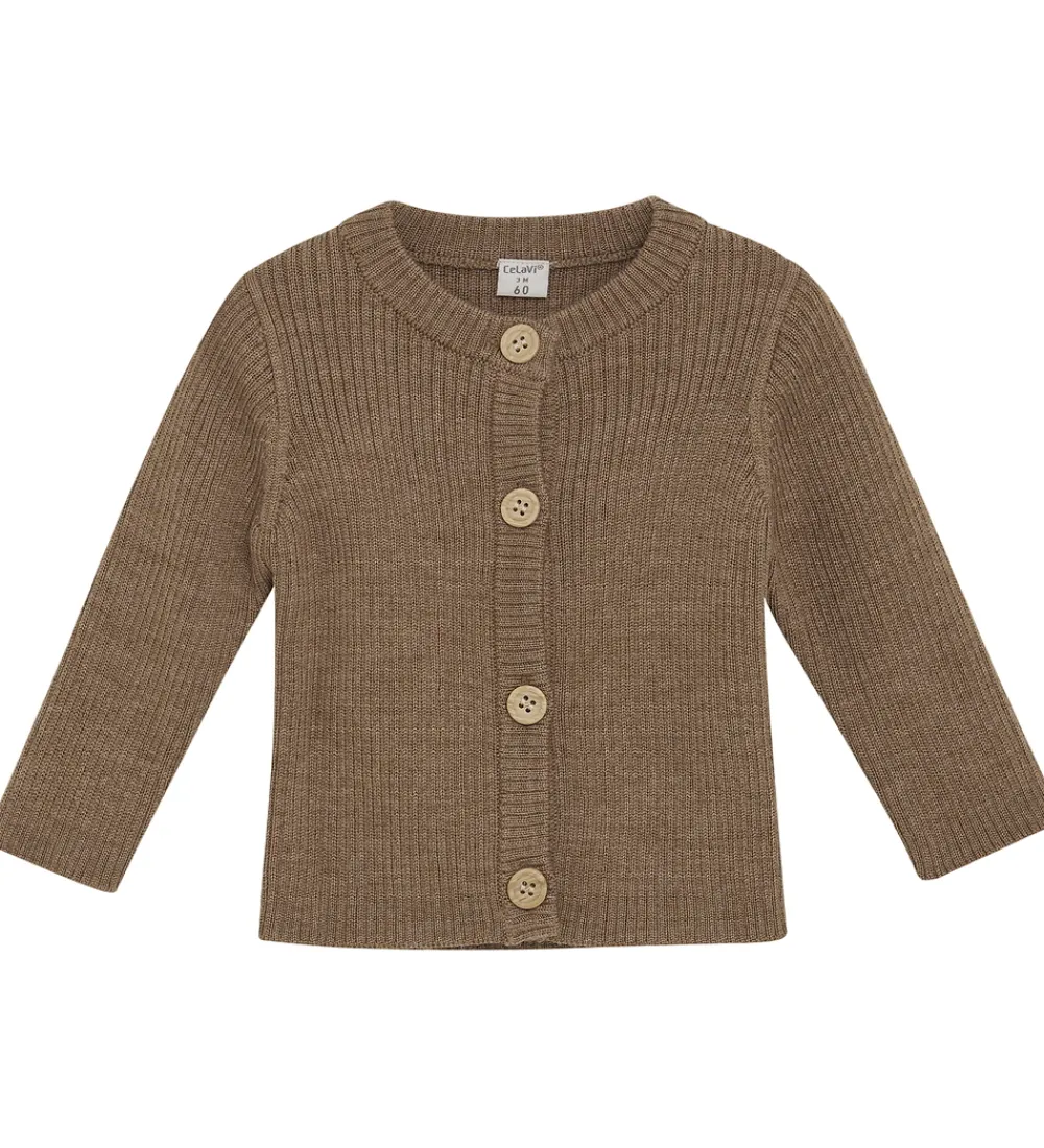 CeLaVi Striktrøjer*Cardigan - Uld - Cocoa Creme