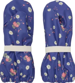 CeLaVi Handsker Og Luffer*Luffer m. Fleece - PU - Skipper Blue m. Blomster