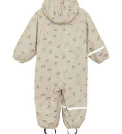 CeLaVi Regntøj*Regndragt m. Fleece - PU - White Pepper m. Print