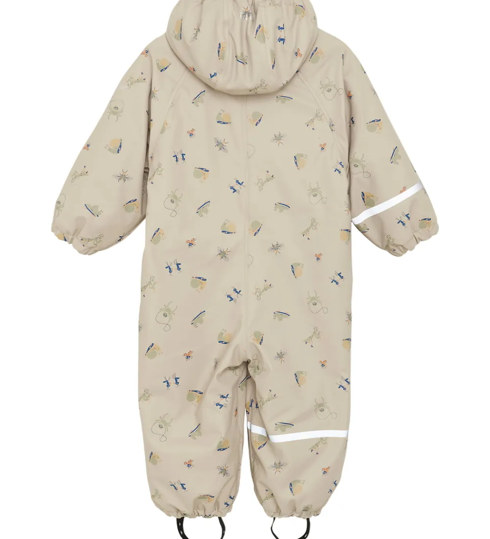 CeLaVi Regntøj*Regndragt m. Fleece - PU - White Pepper m. Print