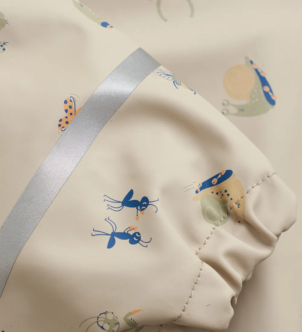 CeLaVi Regntøj*Regndragt m. Fleece - PU - White Pepper m. Print
