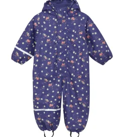 CeLaVi Regntøj*Regndragt m. Fleece - PU - Skipper Blue m. Print