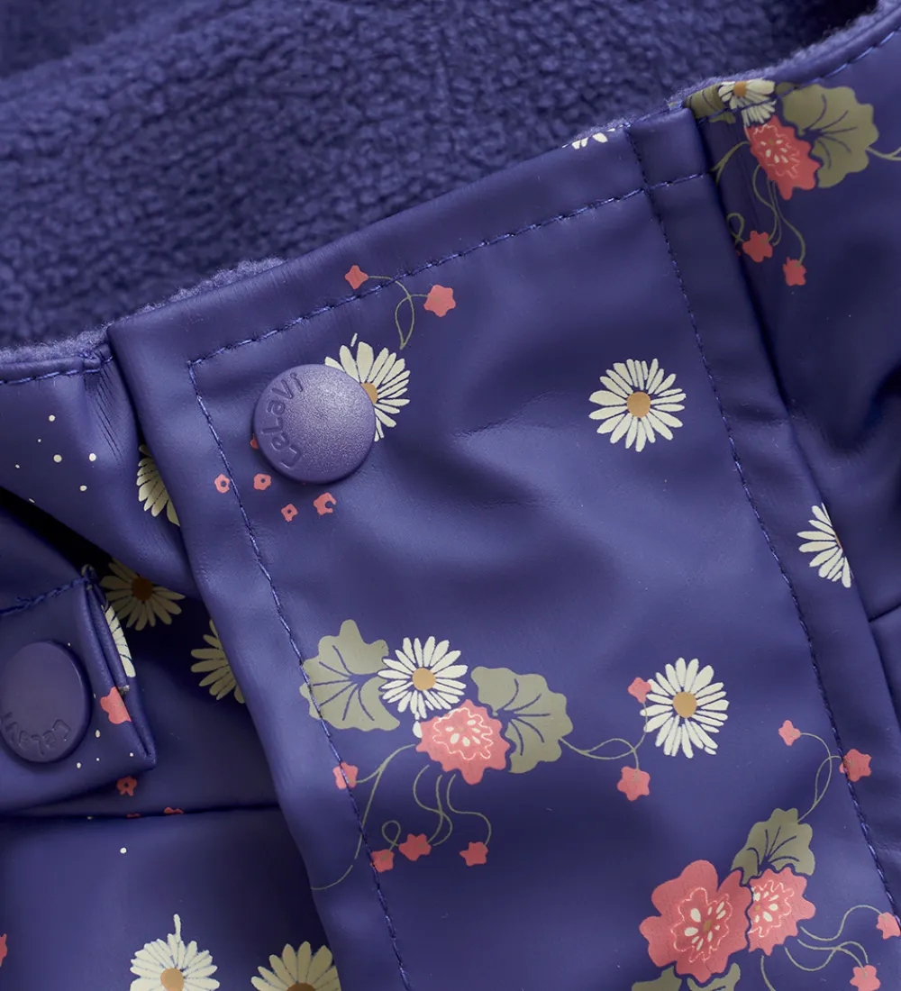 CeLaVi Regntøj*Regndragt m. Fleece - PU - Skipper Blue m. Print