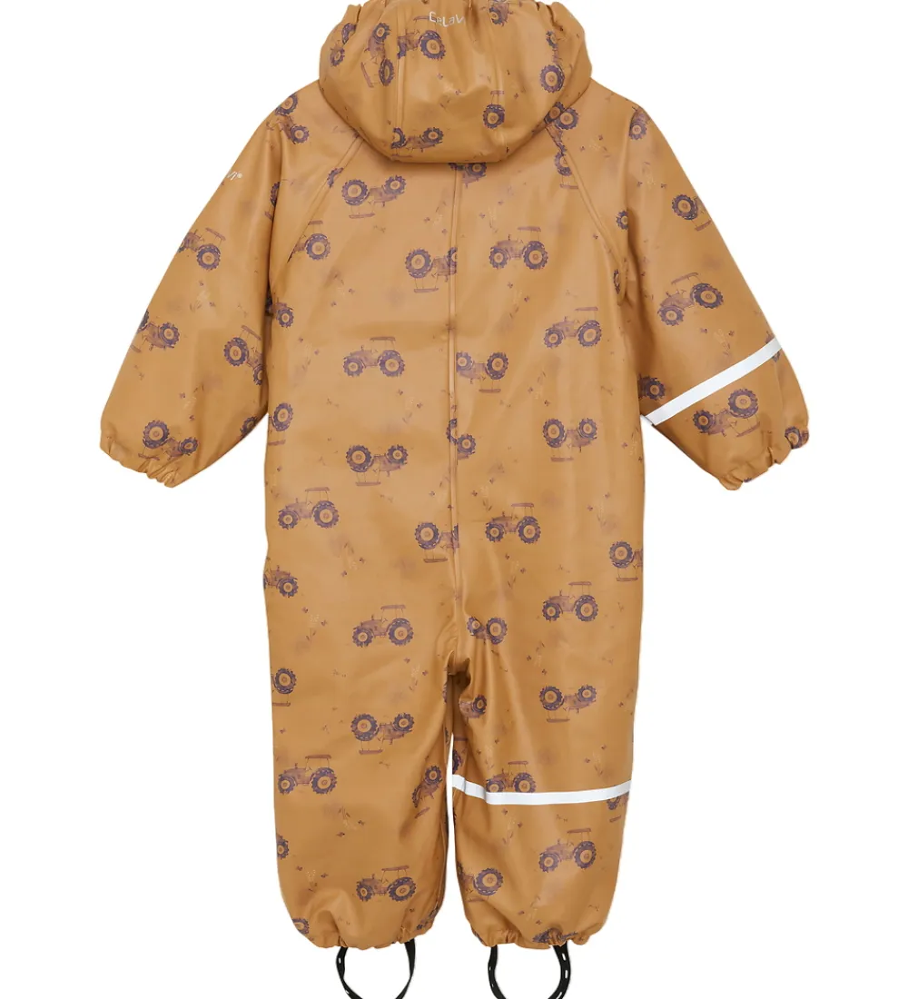 Regntøj-CeLaVi Regndragt m. Fleece - PU - Apple Cinnamon m. Print