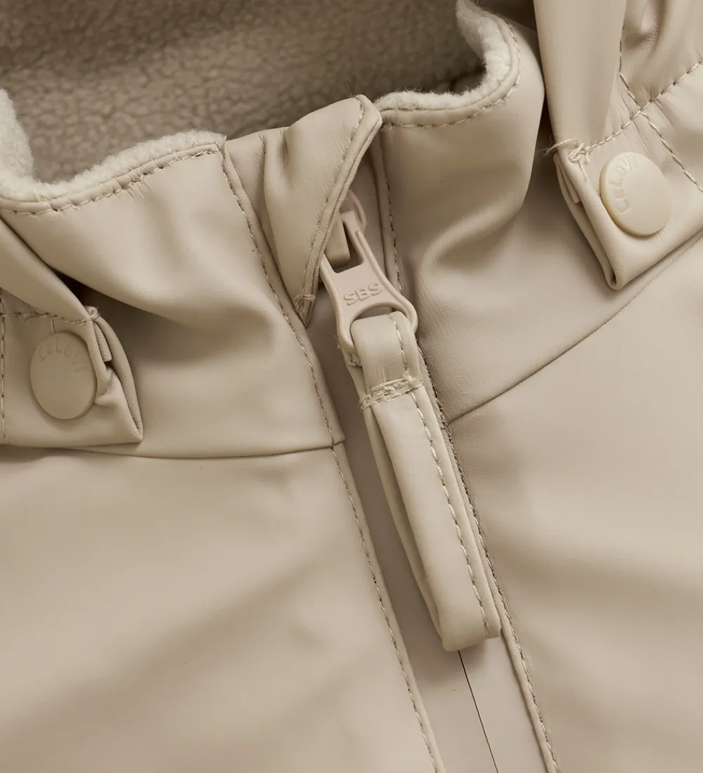 CeLaVi Regntøj*Regndragt m. Fleece - PU - White Pepper