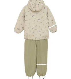CeLaVi Regntøj*Regntøj m. Seler/Fleece - Recycle PU - White Pepper m. Pr