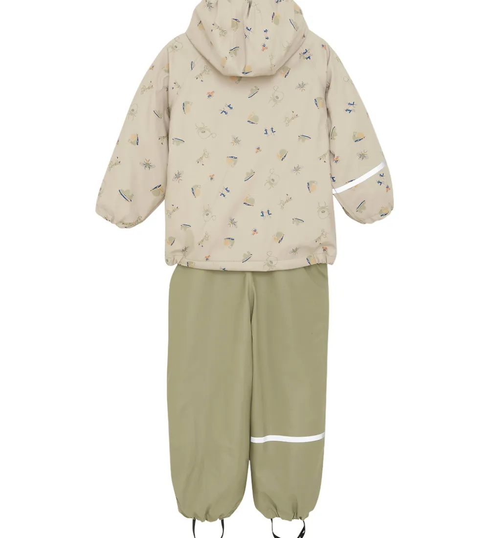 CeLaVi Regntøj*Regntøj m. Seler/Fleece - Recycle PU - White Pepper m. Pr