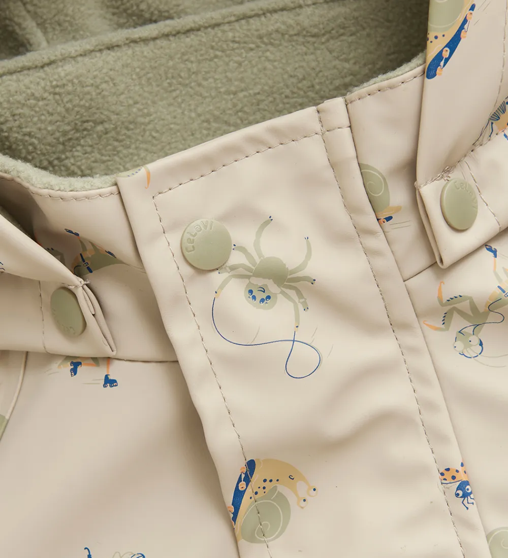 CeLaVi Regntøj*Regntøj m. Seler/Fleece - Recycle PU - White Pepper m. Pr